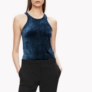 Theory Velvet Tank Top blue teal